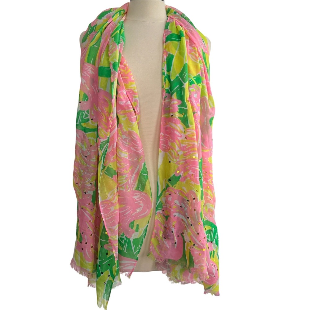 Lilly Pulitzer x Target 20th Anniversary Flamingo Scarf Sequin OS Sarong Coverup